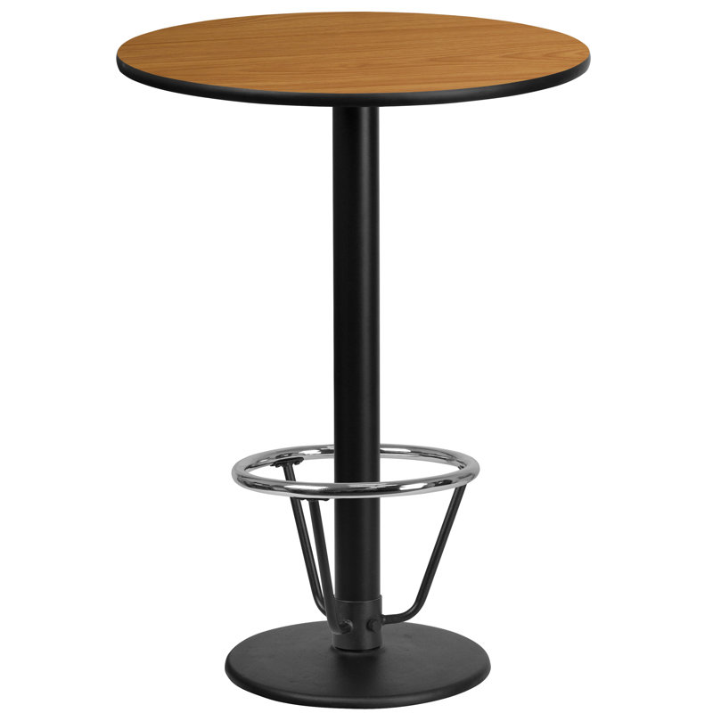 Plateau de table rond en stratifié 24 po Basinger et base de table ronde à hauteur de barre 18 po Basinger, Naturel
