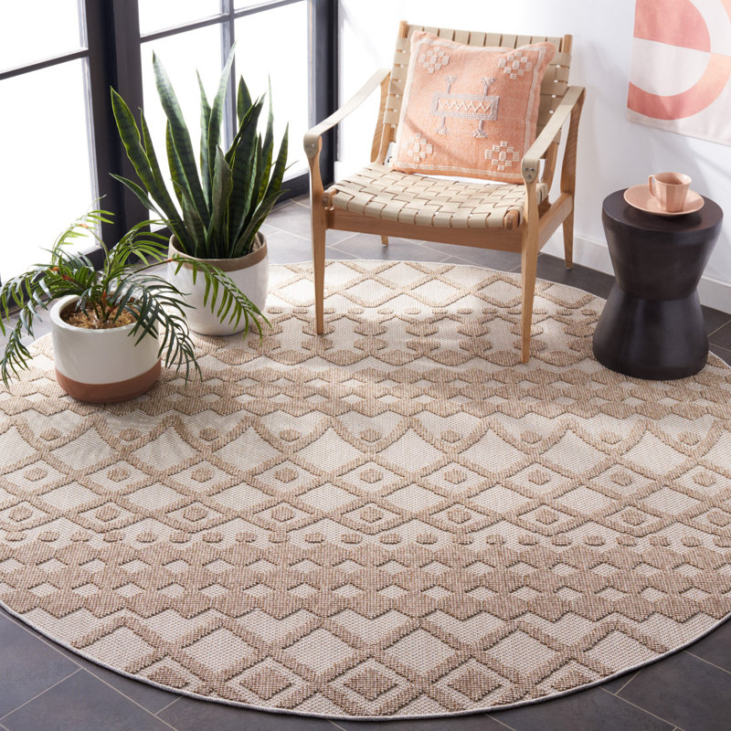 Tapis d'intérieur / extérieur de style sud-ouest Paradigm Performance, Rond 6 pi 7 po