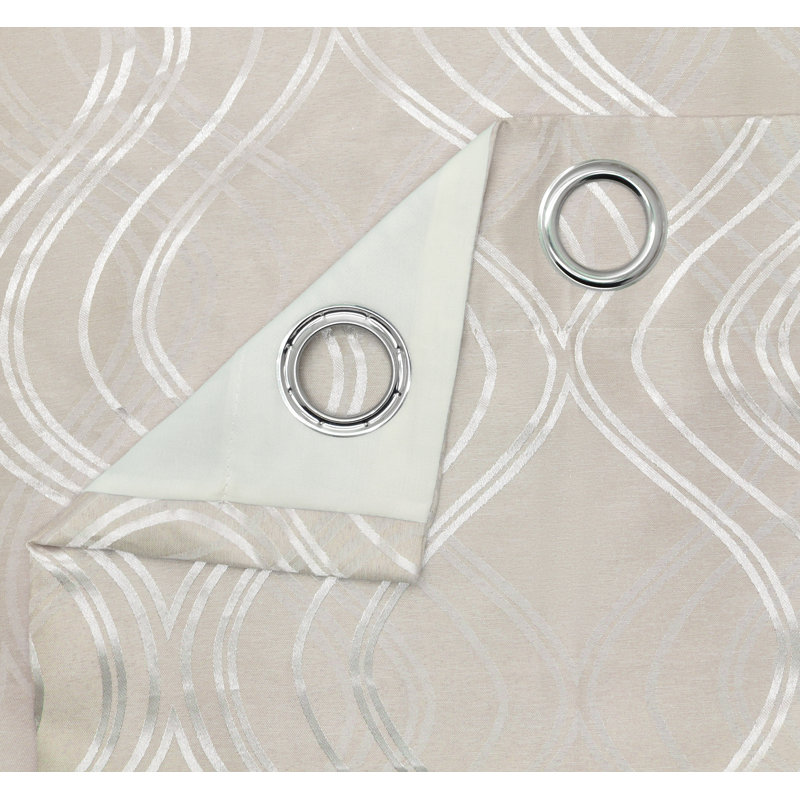 Chloye Polyester Grommet / Eyelet Curtain Panel, Beige, 116.84cm Width x 137.16cm Drop