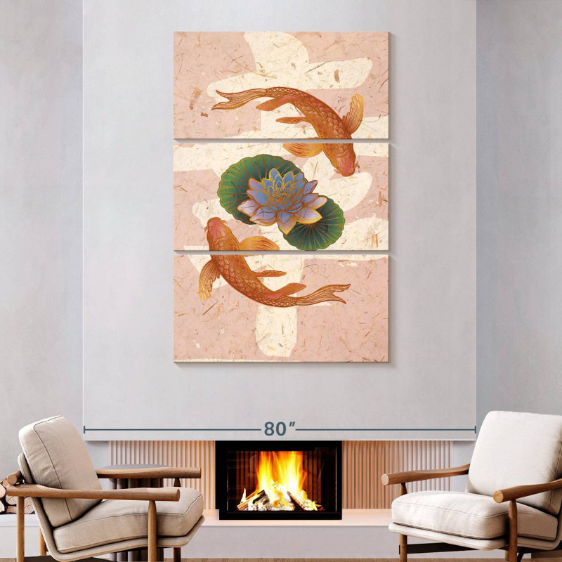 Brampt Lotus Koi Fish, 74" H x 48" W