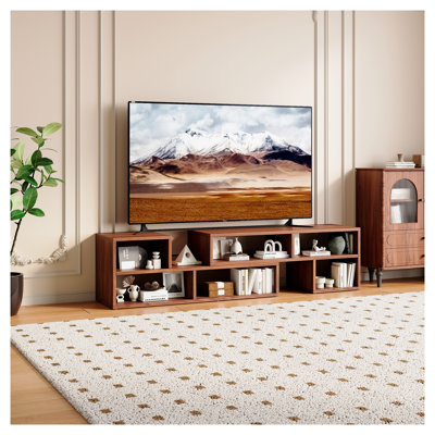 Meuble télé modulaire en noyer foncé, console multimédia à rangement libre, meuble télé minimaliste moderne, meuble télé réglable pour le salon