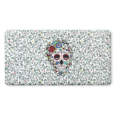 FIESTA Skull & Vine Floral Sugar Skull Anti-Fatigue Comfort Kitchen Non-Slip Runner Mat