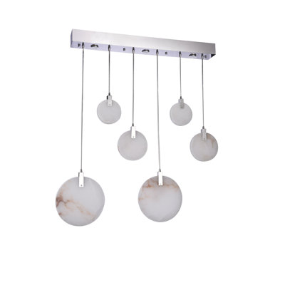 Transitional 6 Light LED Spanish Marble Chandelier
