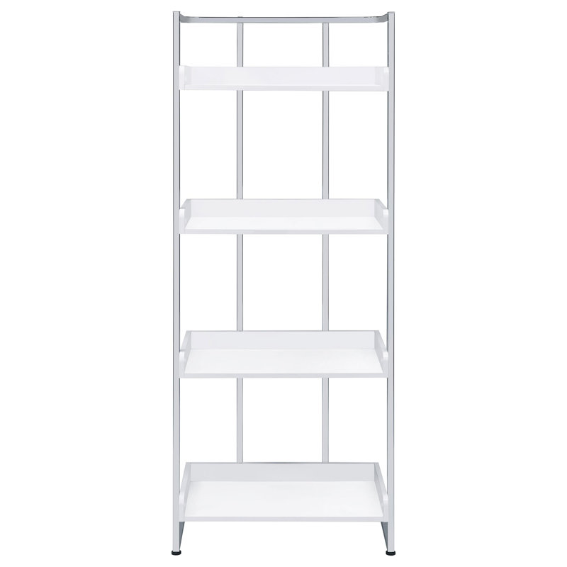 Bibliothèque étagère Ember, Blanc ultrabrillant / chrome