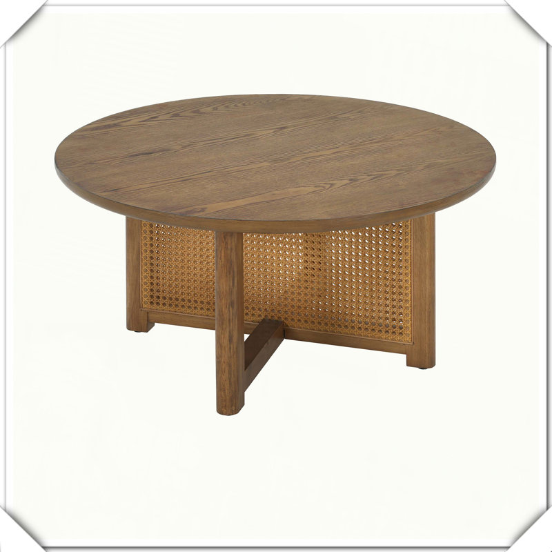 Round Rattan Woven Coffee Table Functional Stylish Versatile Practical Elegant Compact
