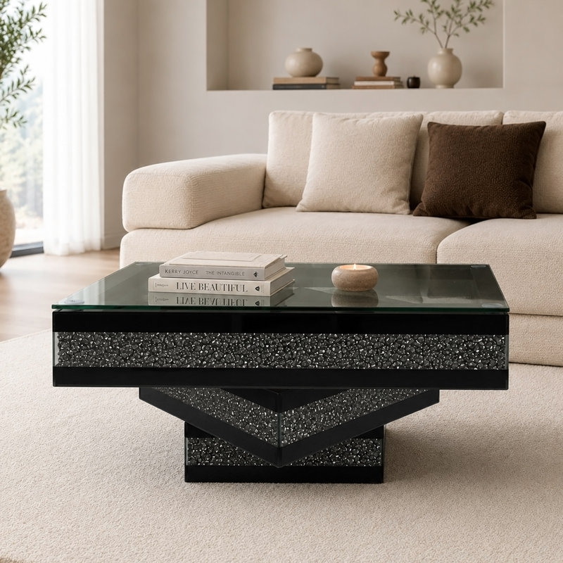 Table basse à motif de diamants broyés