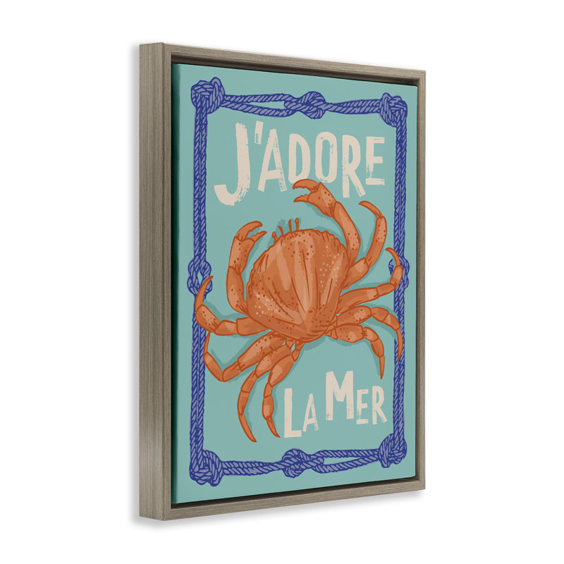  J'adore La Mer Crab Canvas Wall Art by Lisa Perry Whitebutton, Brun, H 31 po x l 25 po