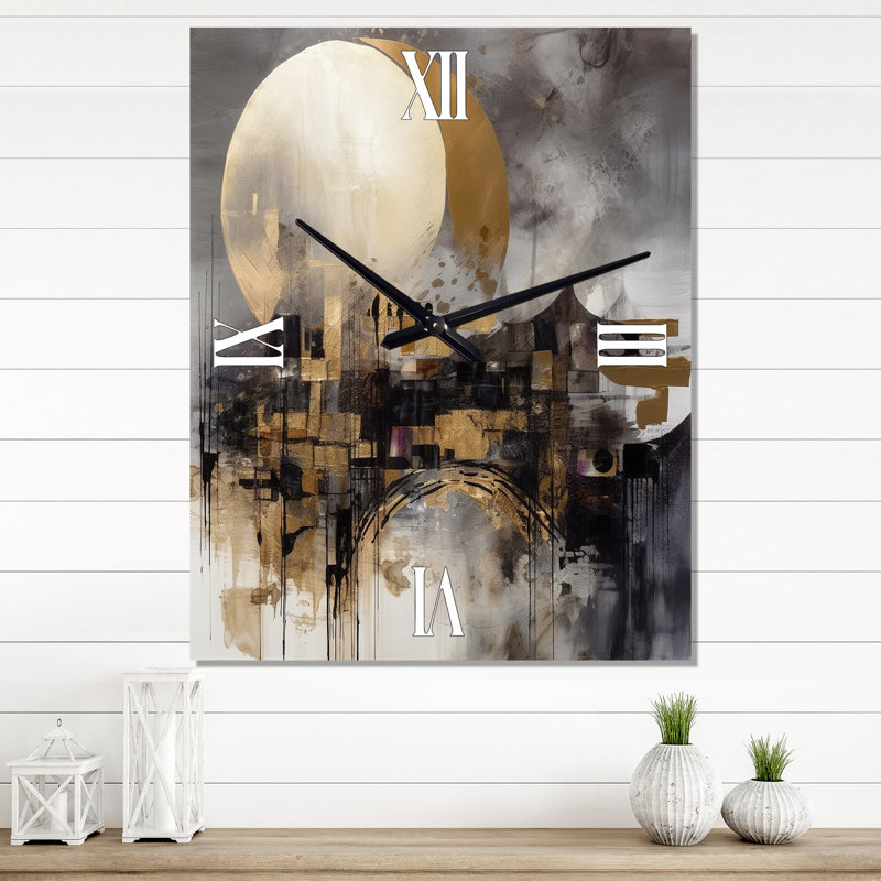 Horloge murale moderne Exploration de la lune évolutive I, H 32 po x l 16 po x P 1 po