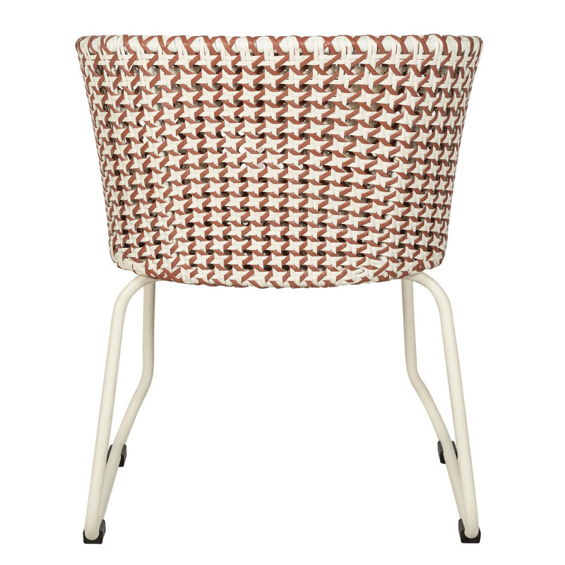Luna Woven Rattan Outdoor Arm Chair, Red/White Seat/White Frame