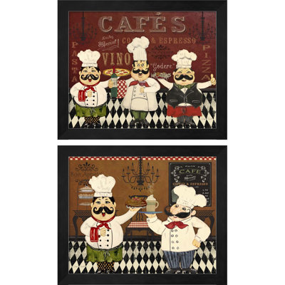 «Italian Chefs» par Jean Plout, art encadré (ensemble de 2)
