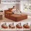 Canapé-lit rembourré 48,5 po en velours côtelé double avec 2 coussins et poches latérales - aucun assemblage requis-1686775656