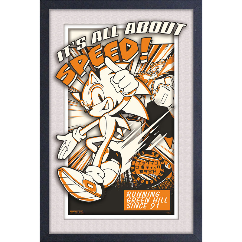 Sonic - All About Speed 11 x 17 sous plexi, affiche encadrée