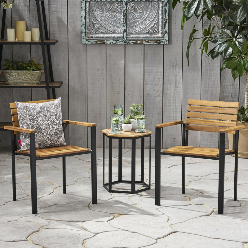 Chaises de patio - Chaise d'extérieur moderne en bois noir et bois, style industriel.