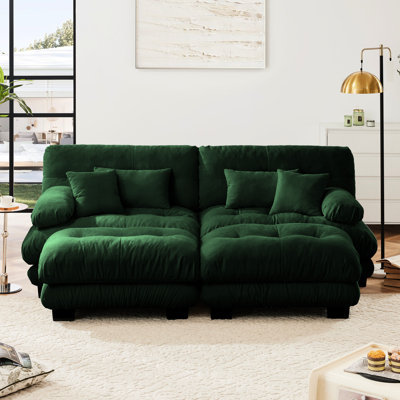 2 Seater Chenille Cloud Couch Sleeper With Flexible Combination, Ottomans And Comfortable For Living Room, - Style Seats Movable Relaxed