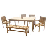 Leveb Outdoor 6 - Piece Teak Dining Set