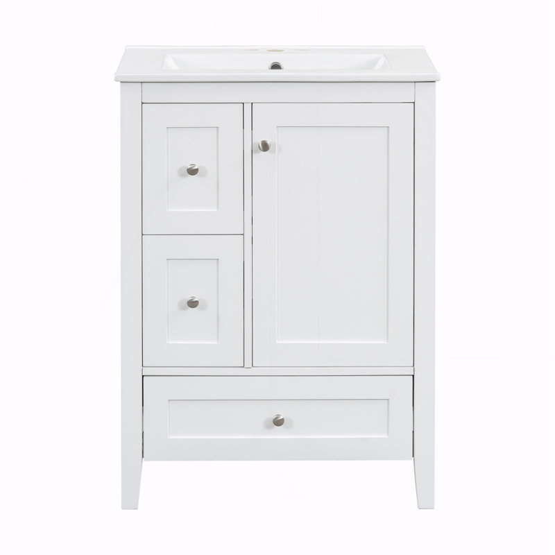 Meuble-lavabo de salle de bain avec rangement, Blanc