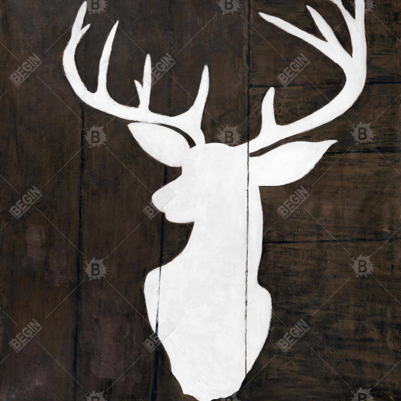 Silhouette of a deer on wood - 26"x26" Throw pillow cover - Poly twill - Print on demand