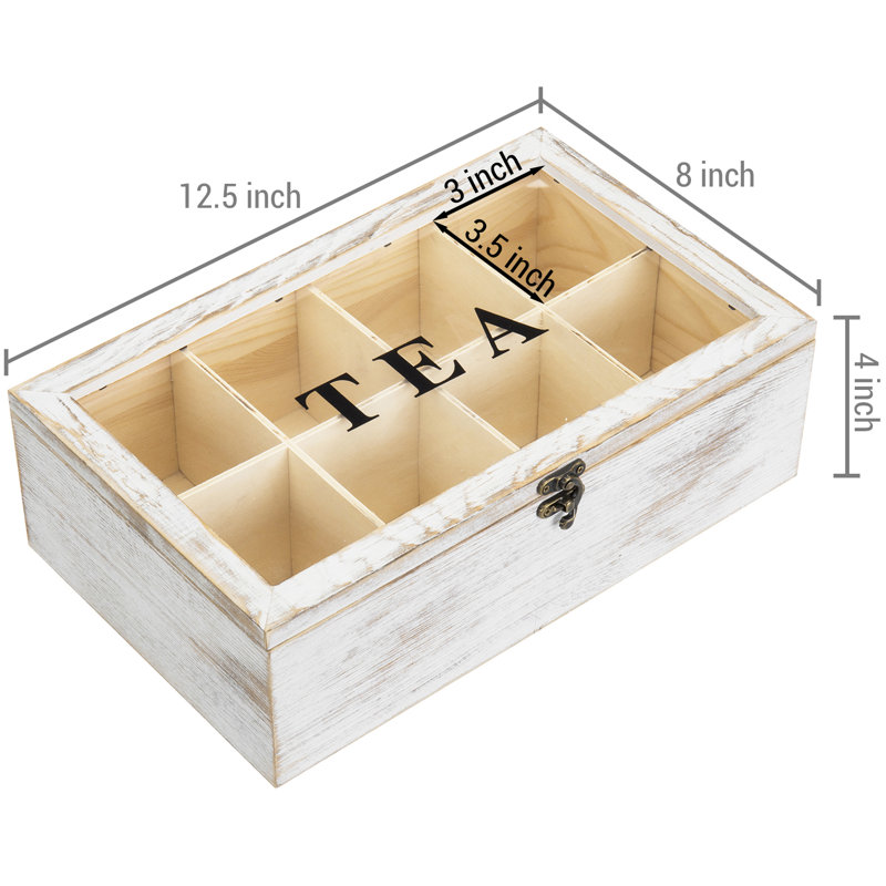 Wood Tea Box, Whitewashed