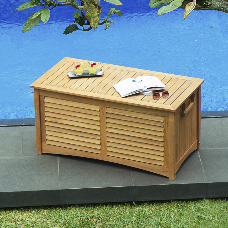 Bogota 60" W Solid Teak Outdoor Deck Box Free Patio Cover