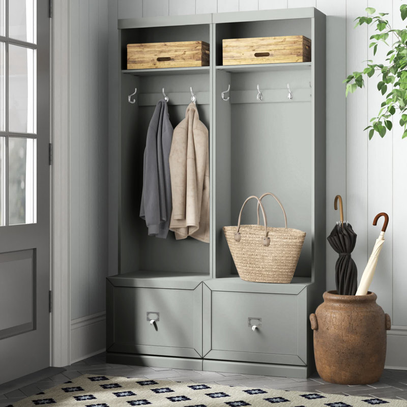 Crestshire Hall Tree 44'' Wide with Bench, Gray