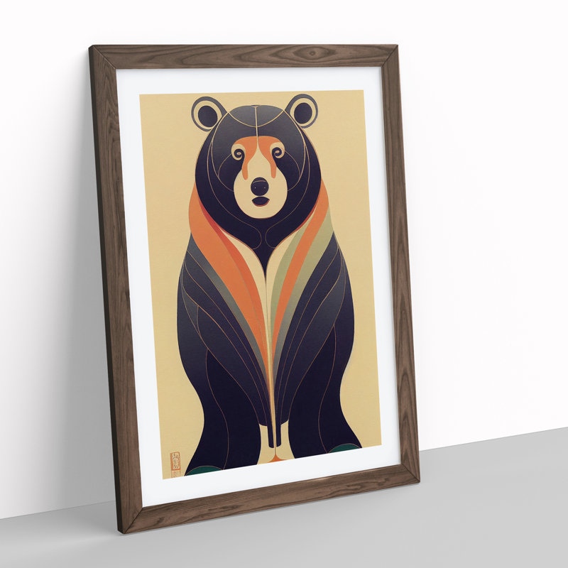 Bear No.5 - Single Picture Frame Print, 64cm H x 46cm W x 2cm D, Walnut Framed