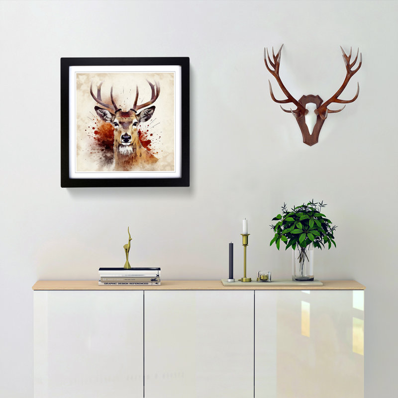 Deer Digital Art No.1 - Framed Print, Black