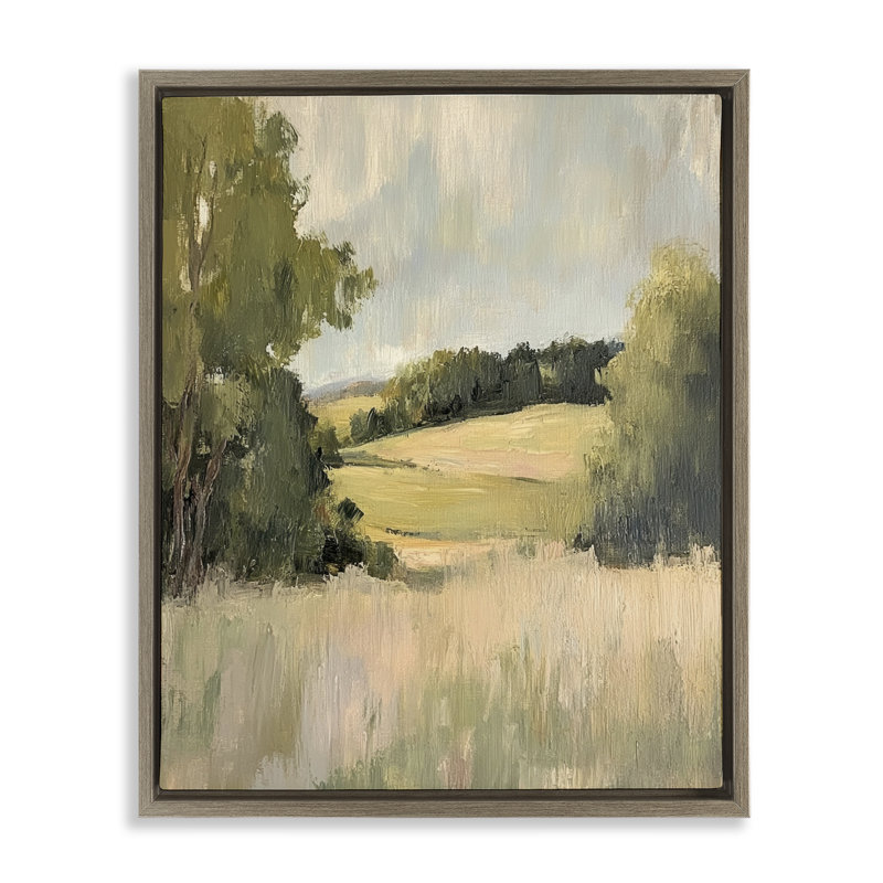 Cadre flottant Painterly Green Valley View, design par Petal Prints Design, Cadre flottant orme Montalcino, H 21 po x l 17 po