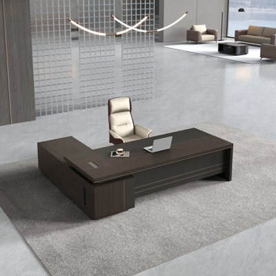Executive L-Shaped Desk With Secure Storage And Cable Management