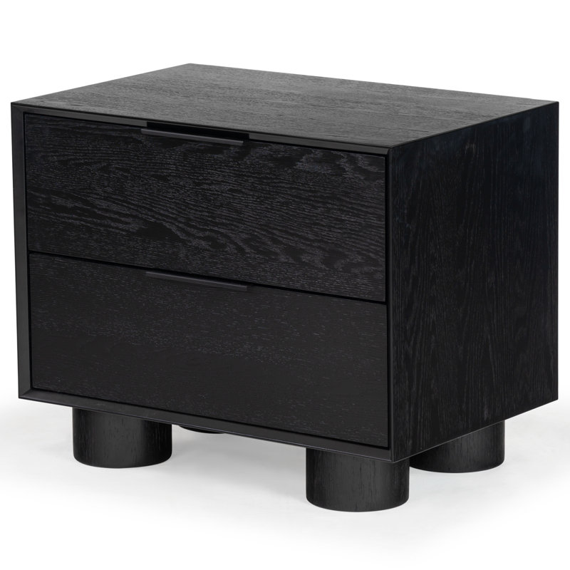 Addyson Wood 2 Drawer Nightstand, Black