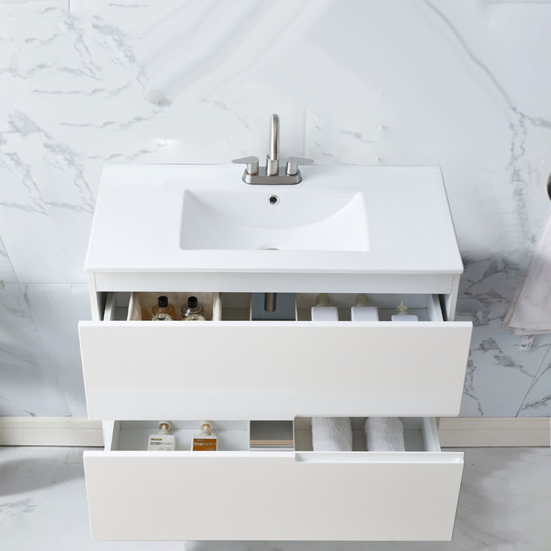 Ensemble de meuble-lavabo mural blanc 36 po