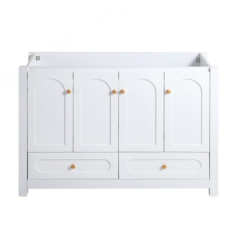Armoire de rangement de 48 po pour salle de bain 48 po - 4 portes à fermeture douce et 2 tiroirs (sans la cuve en céramique)