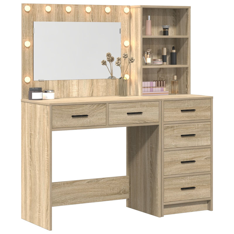 Set Of 2 Engineered Wood Standard Mirror, Sonoma Oak