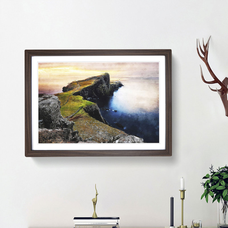 Lighthouse in the Isle of Skye - Picture Frame Photograph Print, Walnut Framed, 62cm H x 87cm W x 2cm D