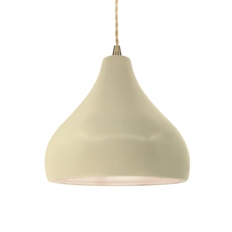 Luminaire suspendu à 1 lumière Meydan, Vanille lustrée, H 8 po x l 11,5 po x P 11,5 po, Laiton antique