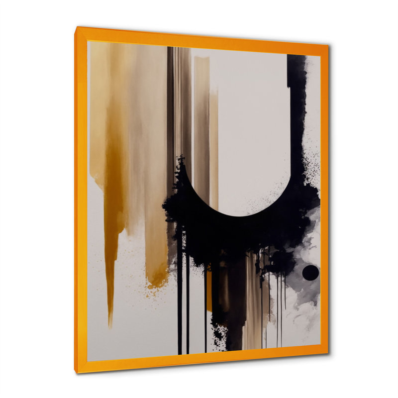 «Golden Minimalist Abstract I», reproduction sur toile, Encadrement doré, H 32 po x l 24 po x P 1 po