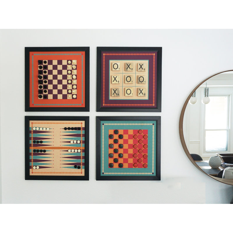 Ensemble de 4 jeux de toile magnétiques: échecs, backgammon, dames, Tic Tac Toe: rétro