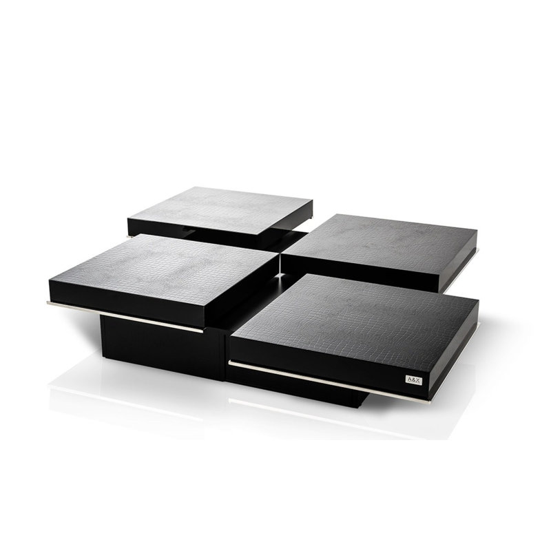 Breta Coffee Table, Black, 12" H x 47" L x 47" W
