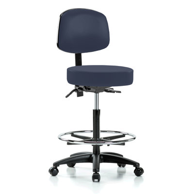 Gustav PERCH Walter Height Adjustable Doctor's Stool with Back and Foot Ring | High Bench Height 25-35"