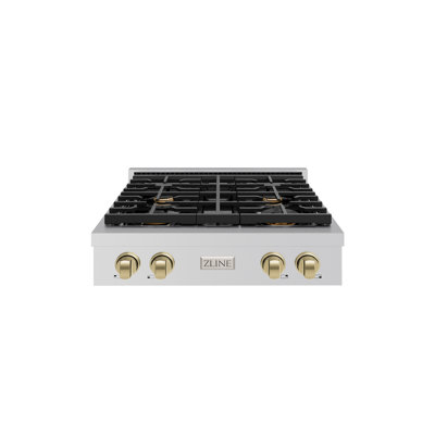 ZLINE 30 in. Paramount Gas Rangetop with 4 Burners and Porcelain Cooktop in Stainless Steel