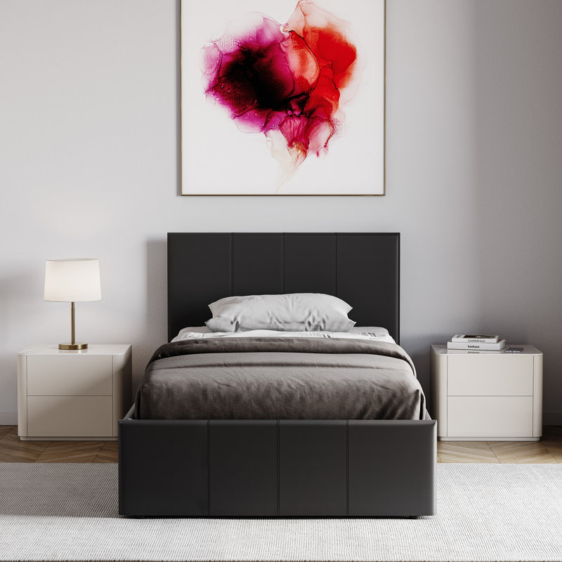 Wilna Upholstered Ottoman Bed, UKFR Certified, Single (3'), Black