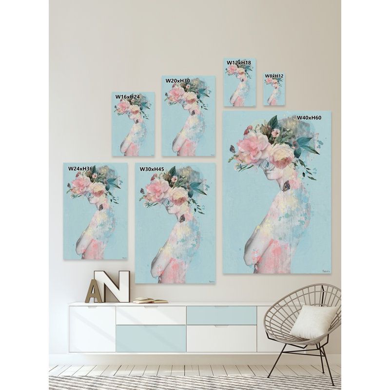 «Flower And Butterflies», reproduction sur toile tendue, H 45 po x l 30 po x P 1,5 po