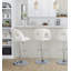 Tabouret de bar réglable en métal chromé et tissu blanc neige avec repose-pieds arrondi en T - ensemble de 2-1490528876