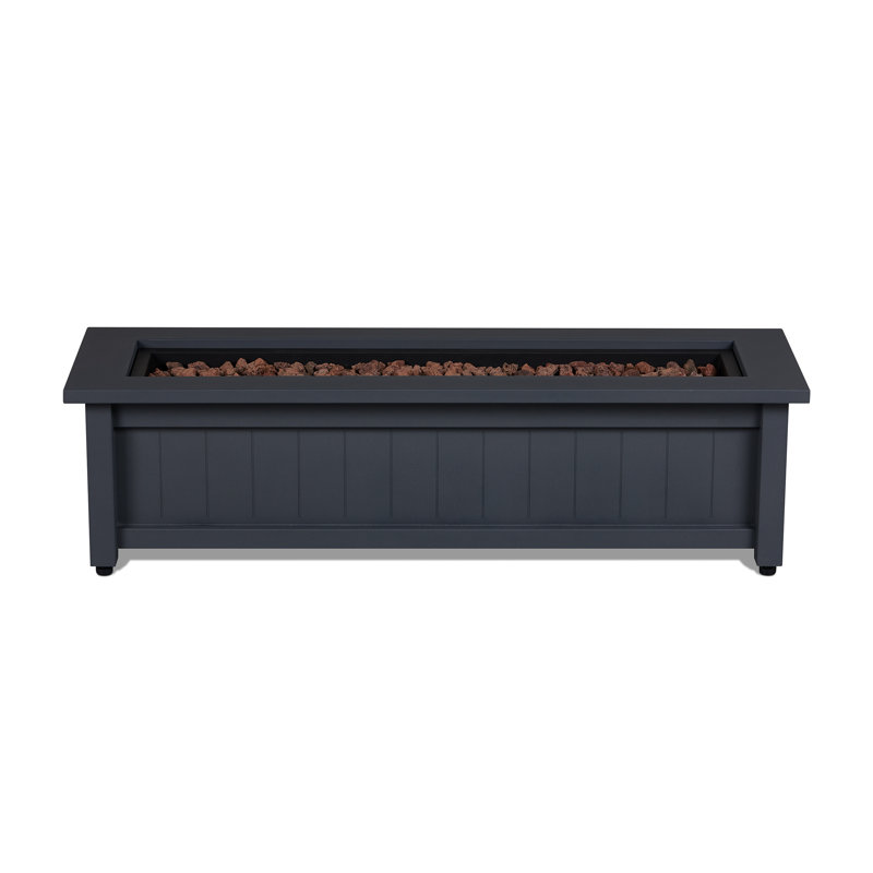 Gray 50" Steel Rectangle Propane Fire Pit Table
