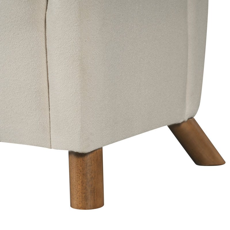Canapé moderne 3 places, canapé capitonné moderne avec pieds en bois d'hévéa pour salon, Beige Linen