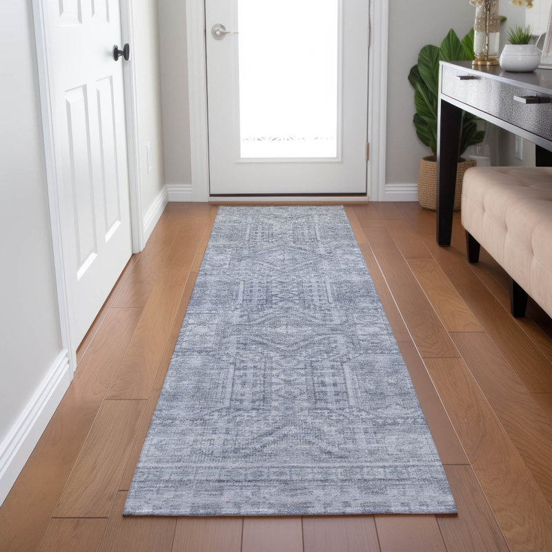 Machine Washable Indoor/Outdoor Xhevrie Sky Rug, Runner 2'3" x 7'6"