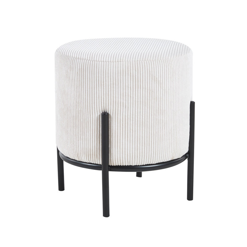 Tympanick 35cm Wide Round Footstool Ottoman, Black, Beige