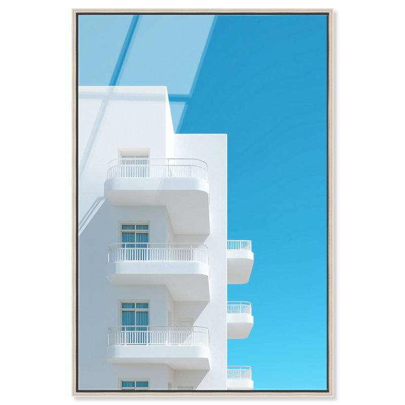 Modular White II Print, 37"H x 25"W, Silver Floater Frame