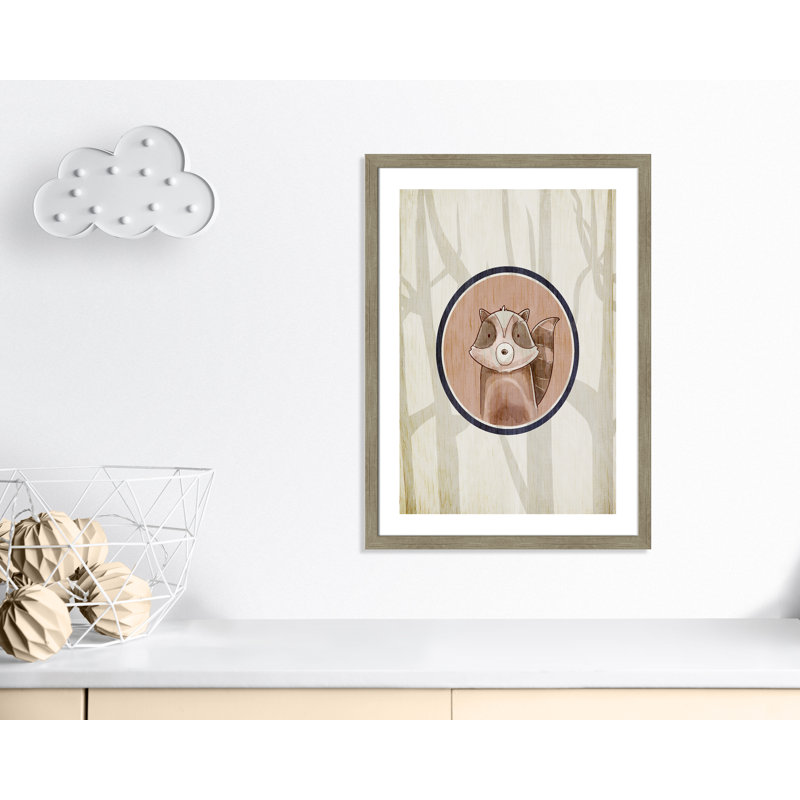Animaux de la forêt, impression sur papier 1 pi, H 34,5 po x l 24,5 po x P 0,6 po, Encadré plat de bois de grange gris