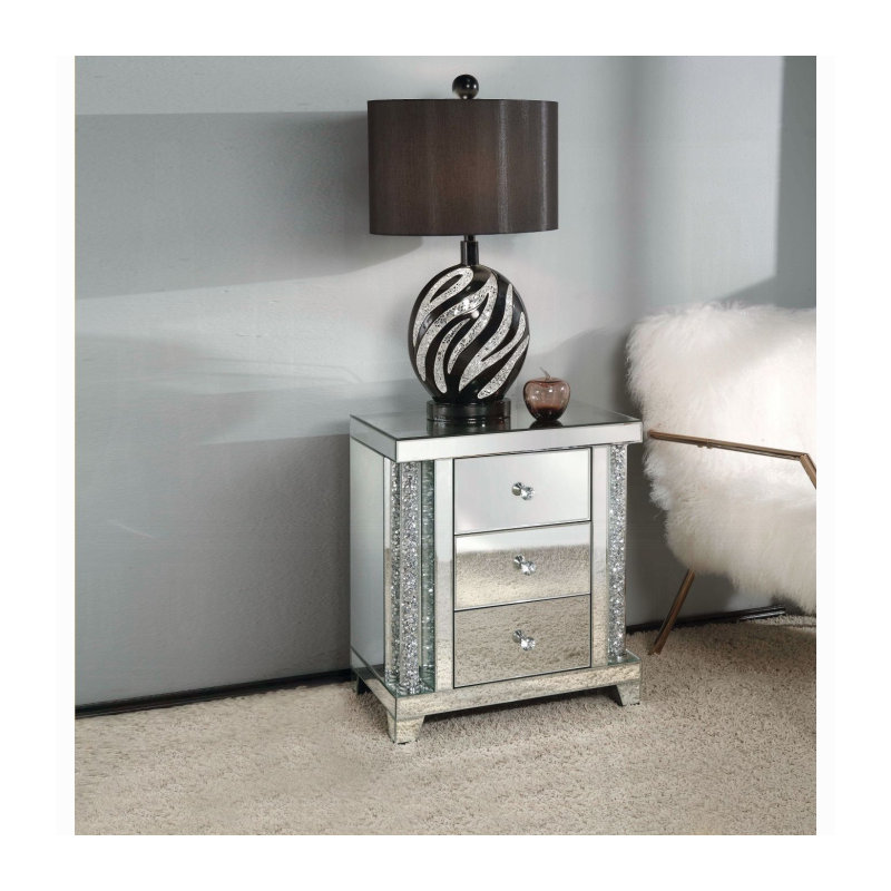 Table d'appoint ACME Noralie, miroir et faux diamants