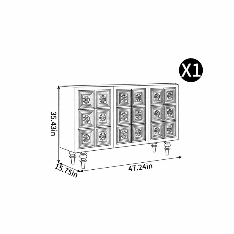 Buffet de 47,24 po de largeur, Brun